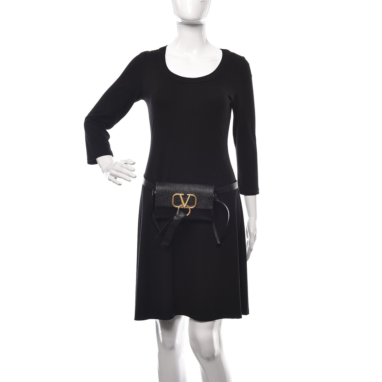 Textured Patent Calfskin VRing Belt Bag Black