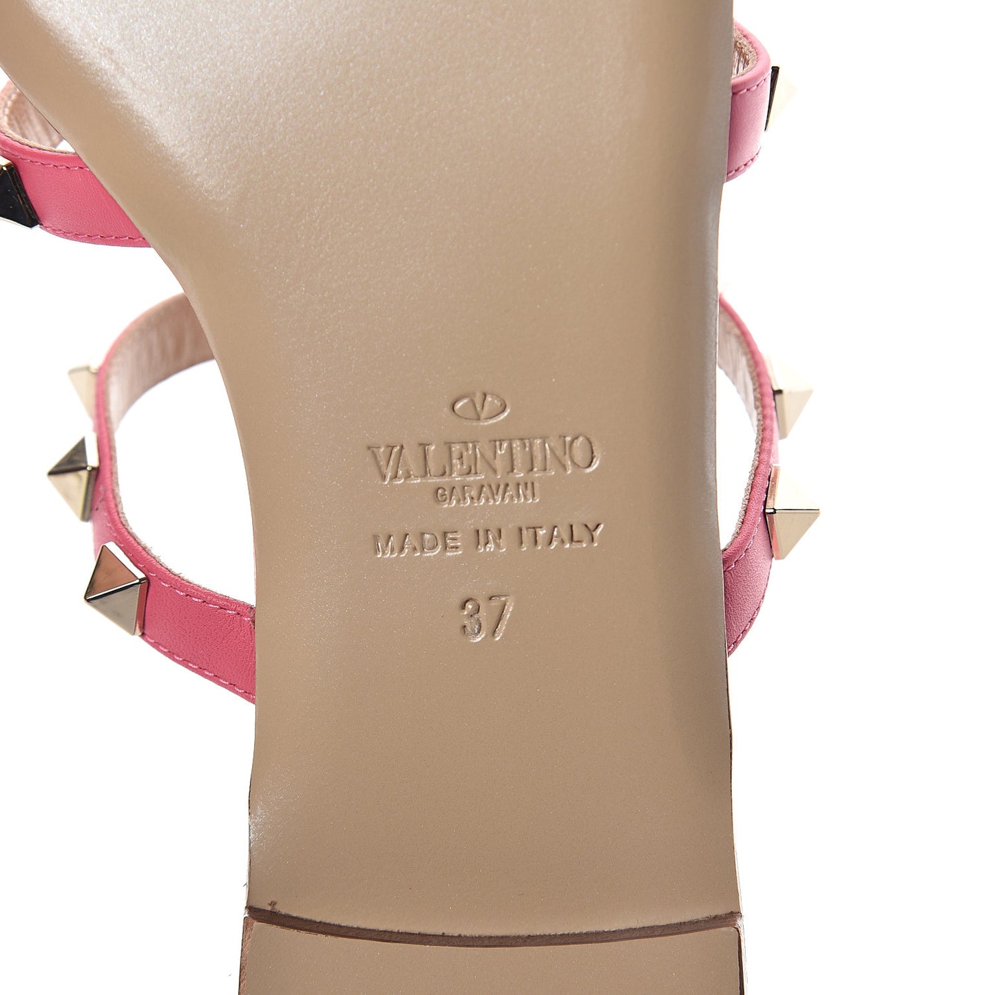 Nappa Rockstud Caged Flat Slide Sandals 37 Shadow Pink