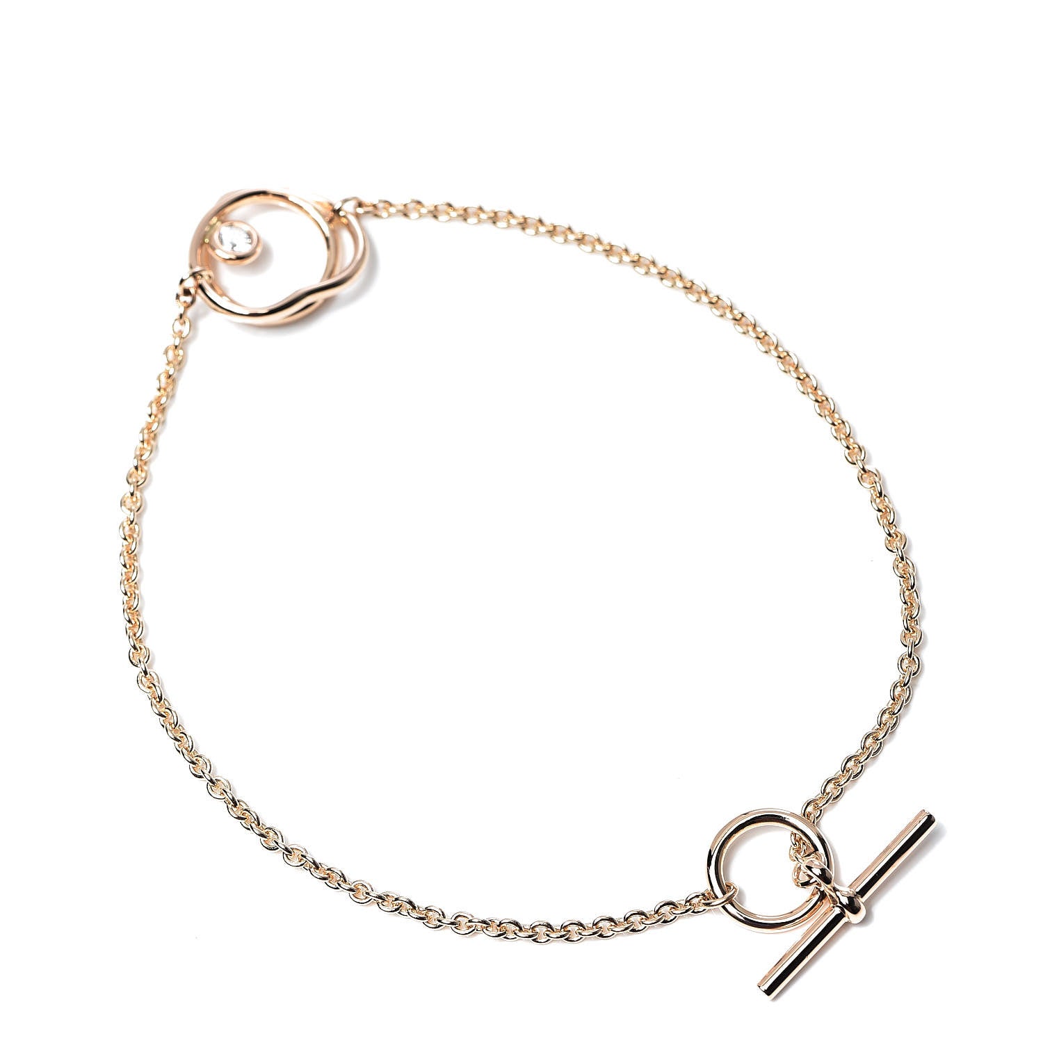 Hermes 18K Rose Gold Diamond TPM Vertige Coeur Bracelet LG 3 of 5