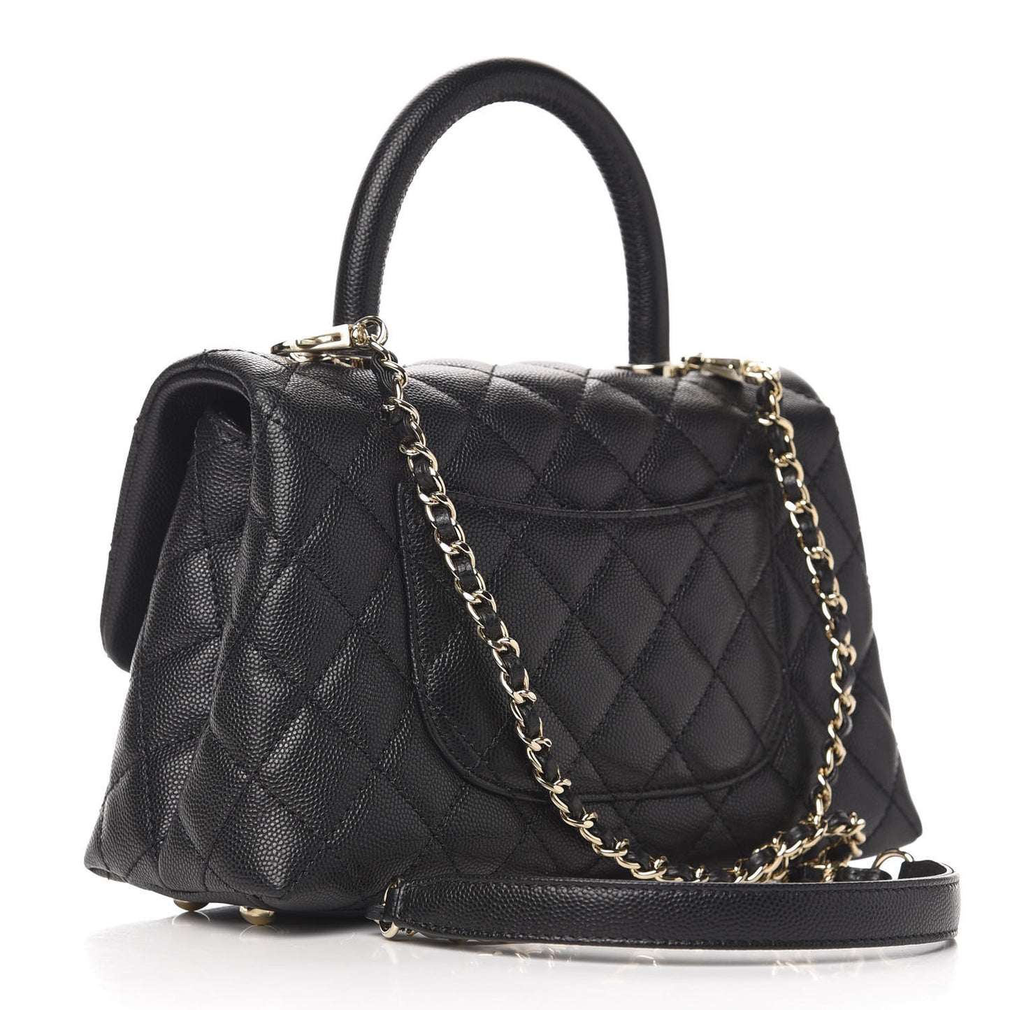 Caviar Quilted Mini Coco Handle Flap Black
