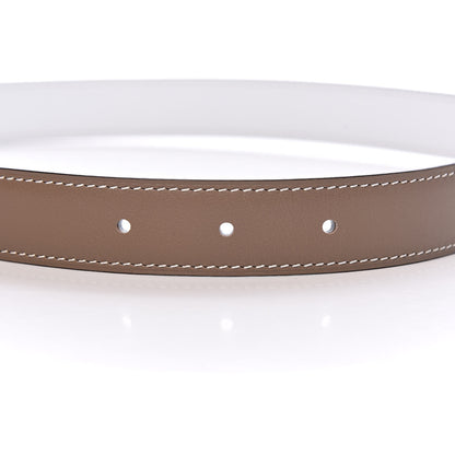 Hermes Epsom Swift 24mm Collier De Chien CDC Belt 90 White Etoupe 5 of 7