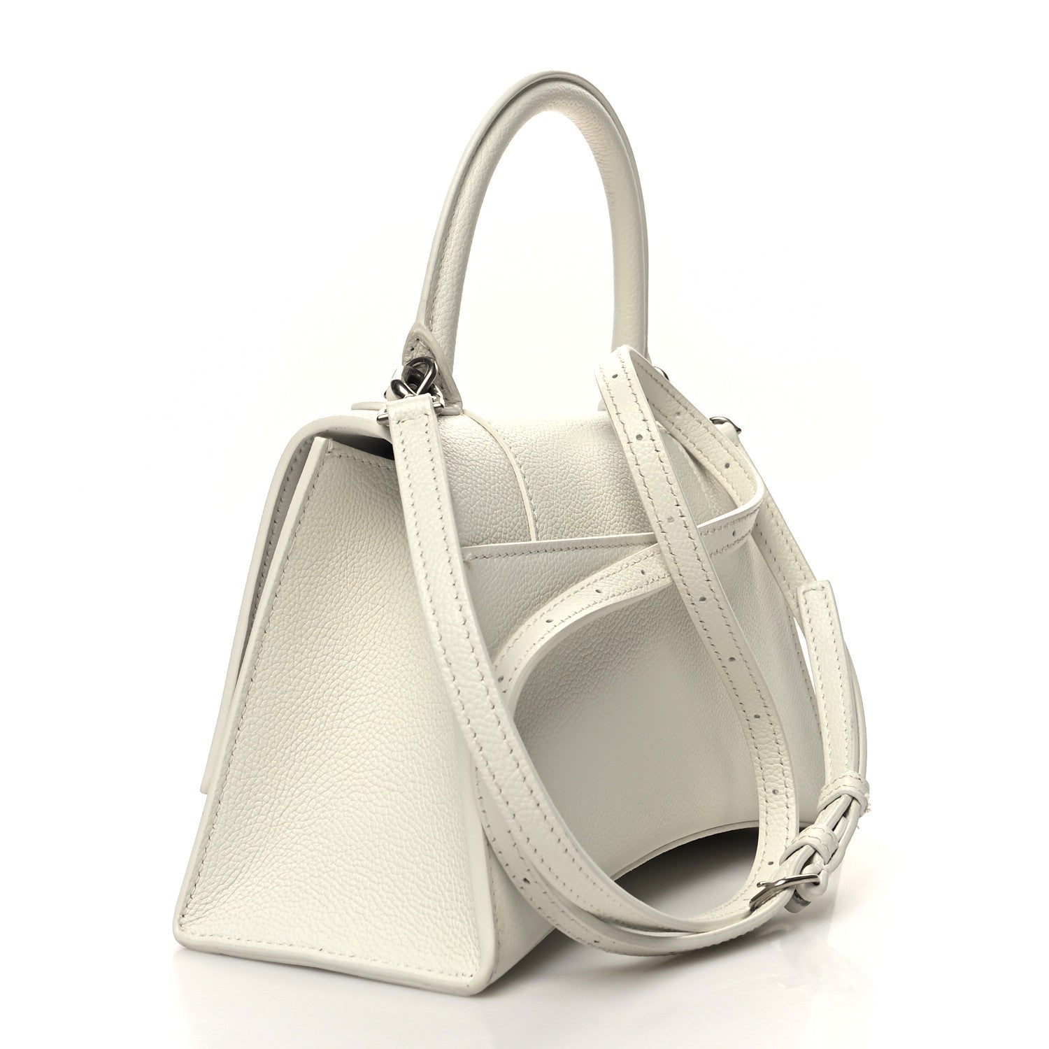 Balenciaga Grained Calfskin Small Hourglass Top Handle Bag White 2 of 14