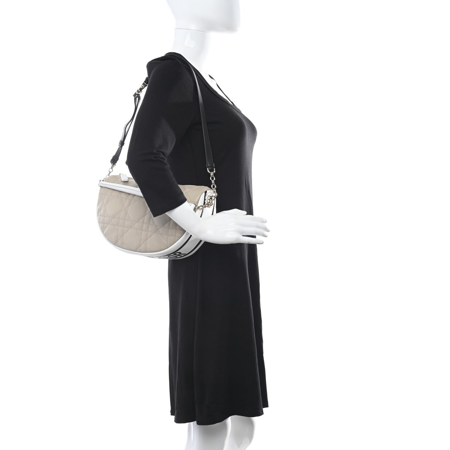 Lambskin Cannage Medium Dior Vibe Hobo Bag Beige