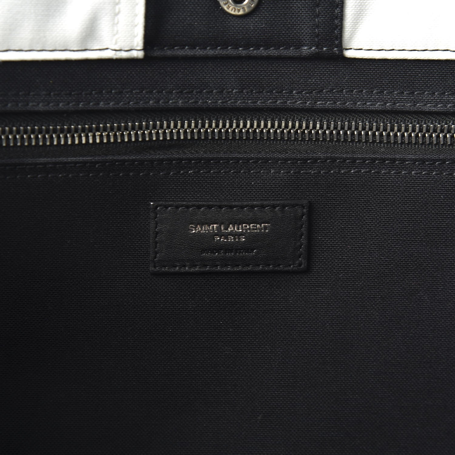 Saint Laurent Canvas Noe Striped Tote Black White 7 of 8