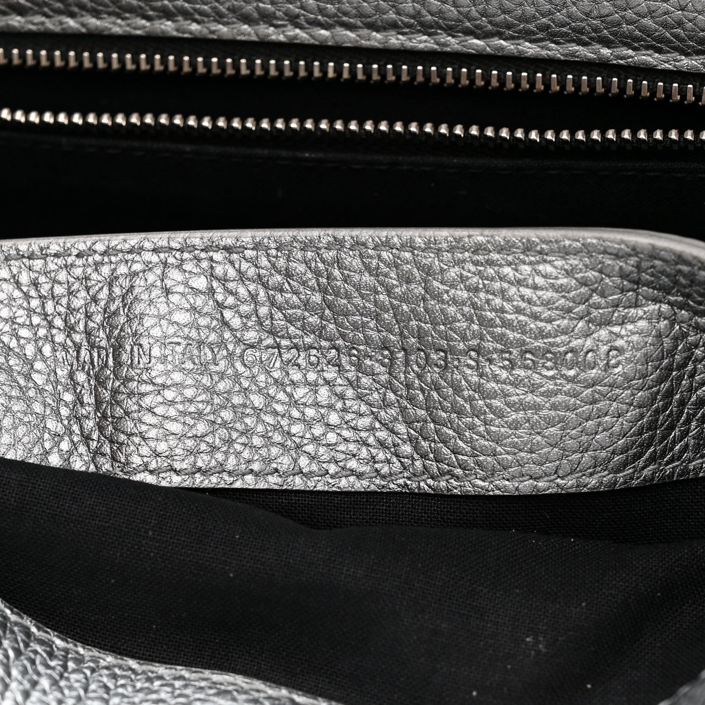 Metallic Calfskin LED Logo Projector Top Handle Bag Silver