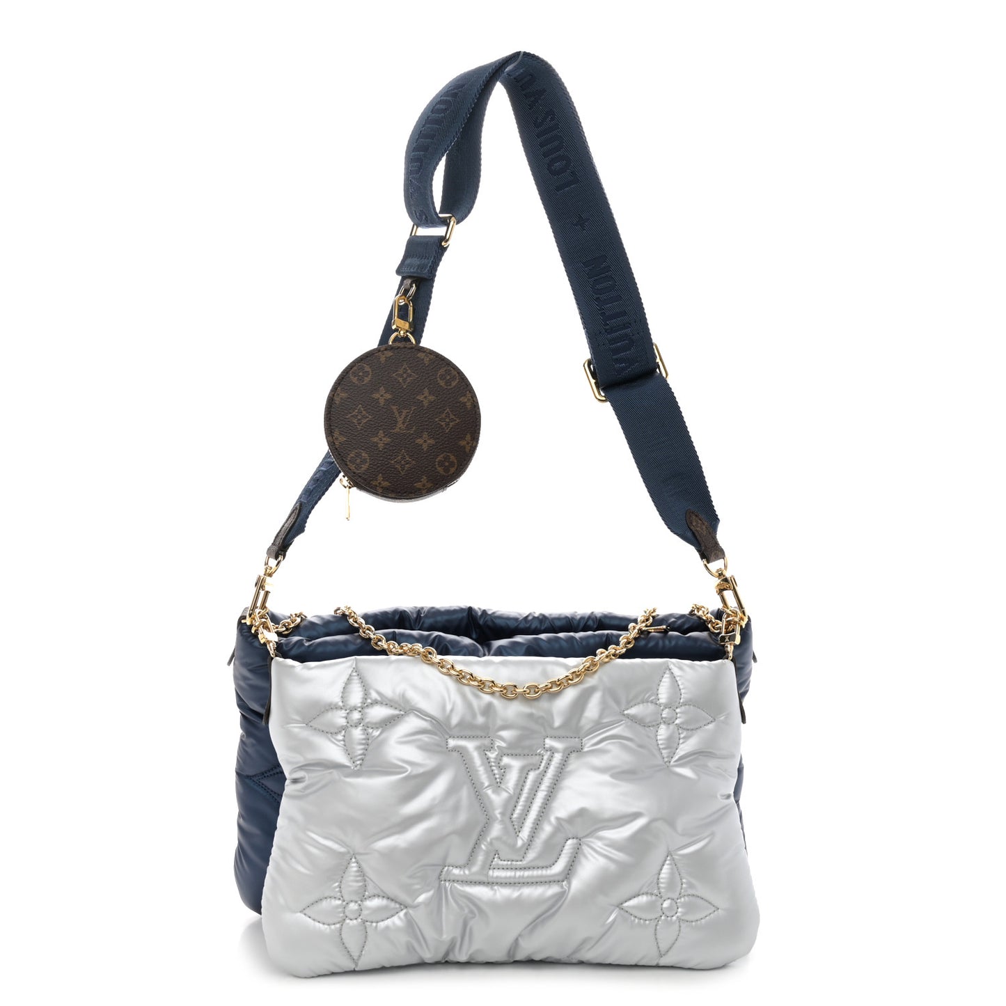 Econyl Monogram Pillow Maxi Multi Pochette Accessories Navy Silver