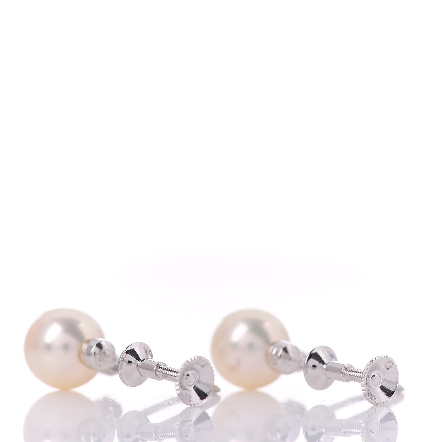 18K White Gold Diamond Akoya Pearl 7mm Screw Back Earrings