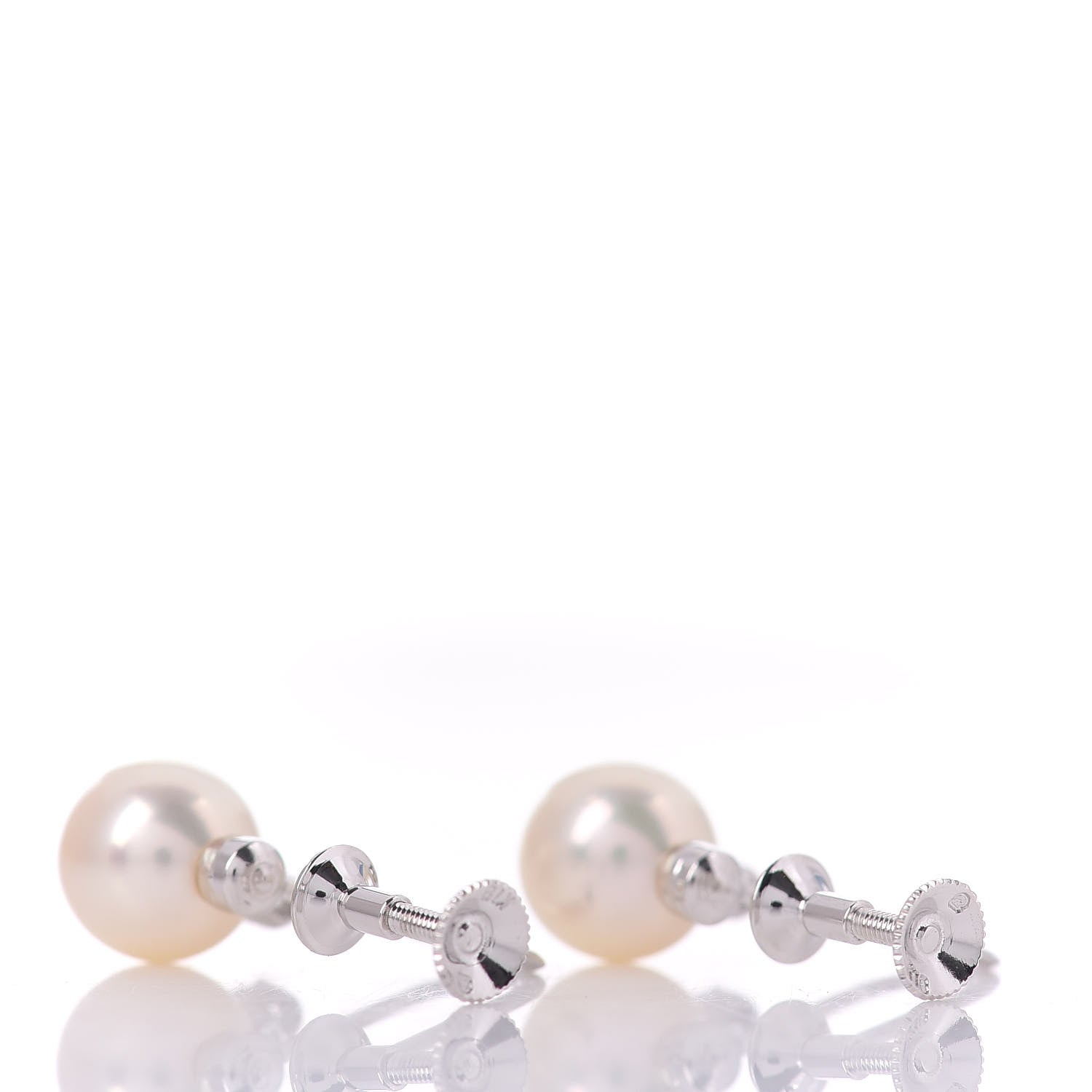 Mikimoto 18K White Gold Diamond Akoya Pearl 7mm Screw Back Earrings 3 of 4