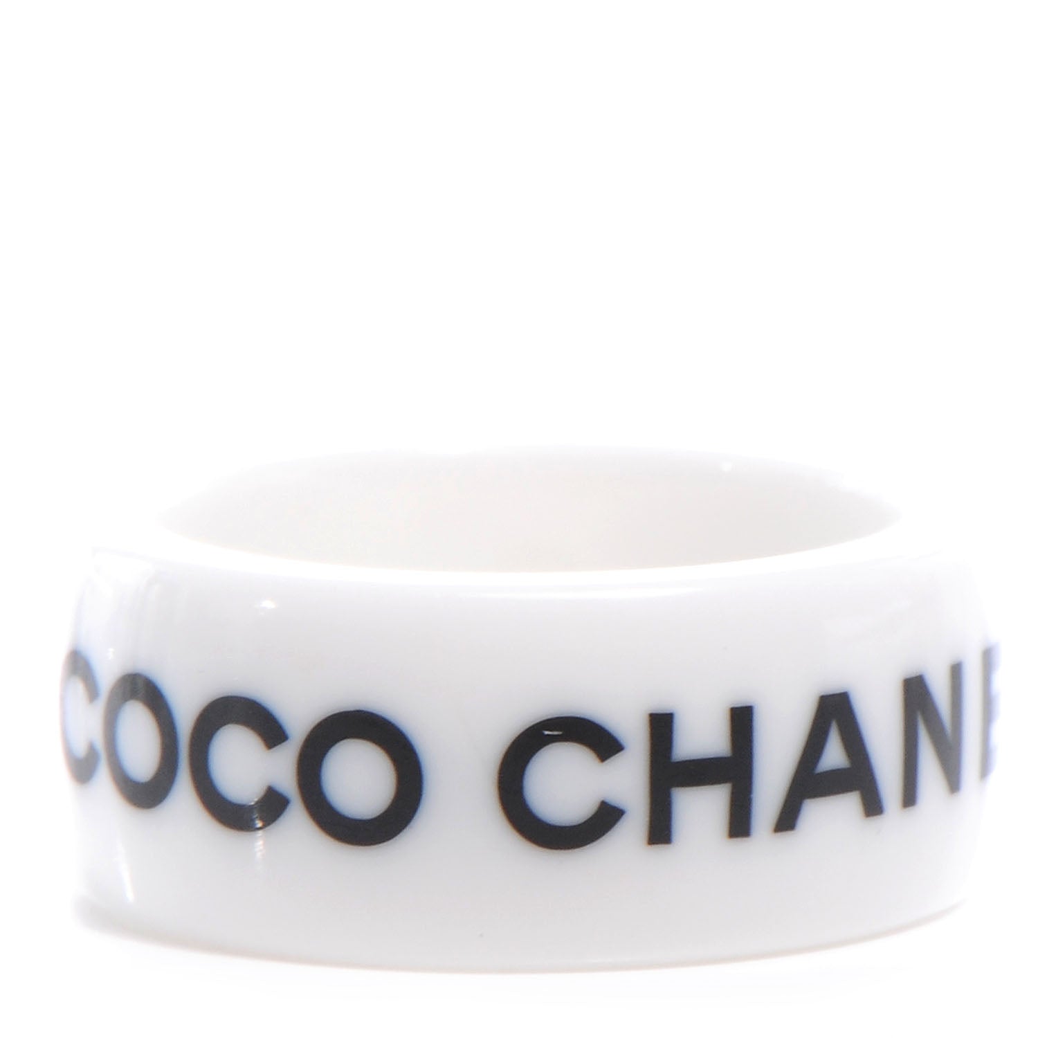 Chanel Resin Coco Ring 6.5 White Black 1 of 5