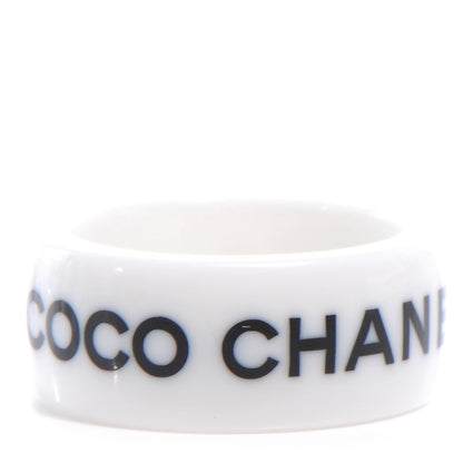 Chanel Resin Coco Ring 6.5 White Black 1 of 5