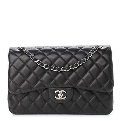 Chanel Lambskin Quilted Jumbo Double Flap Black 1 of 14