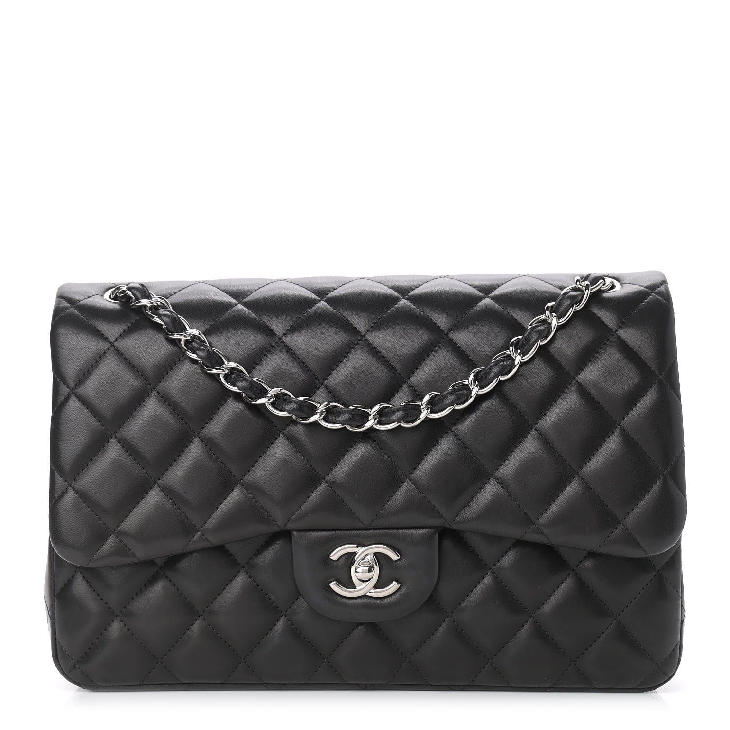 Chanel Lambskin Quilted Jumbo Double Flap Black 1 of 14