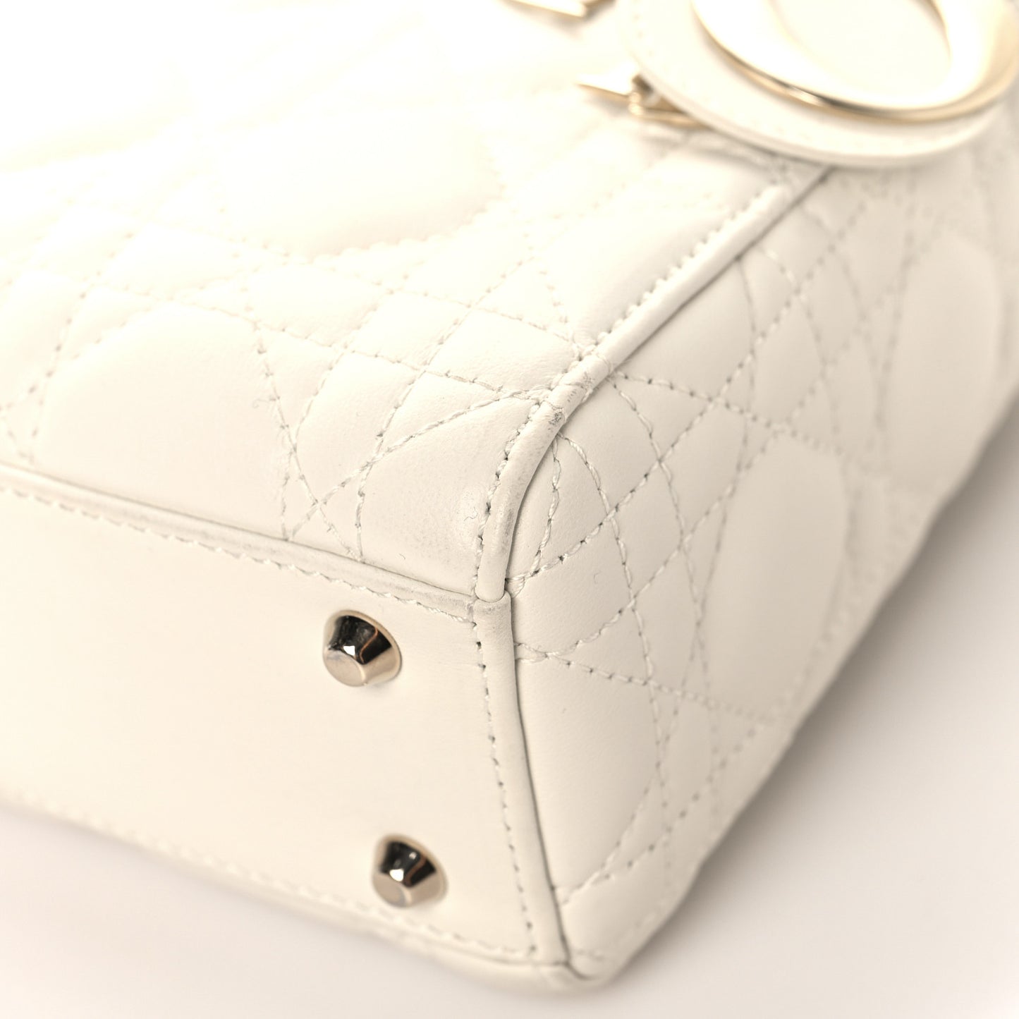 Lambskin Cannage Mini Lady Dior White
