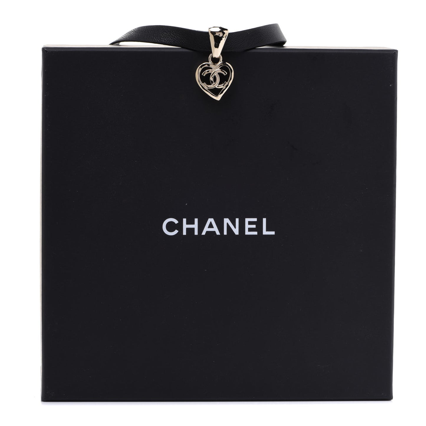 Metal Lambskin CC Heart Choker Necklace Black Silver