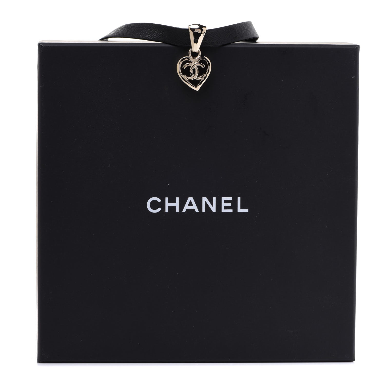 Chanel Metal Lambskin CC Heart Choker Necklace Black Silver 6 of 6