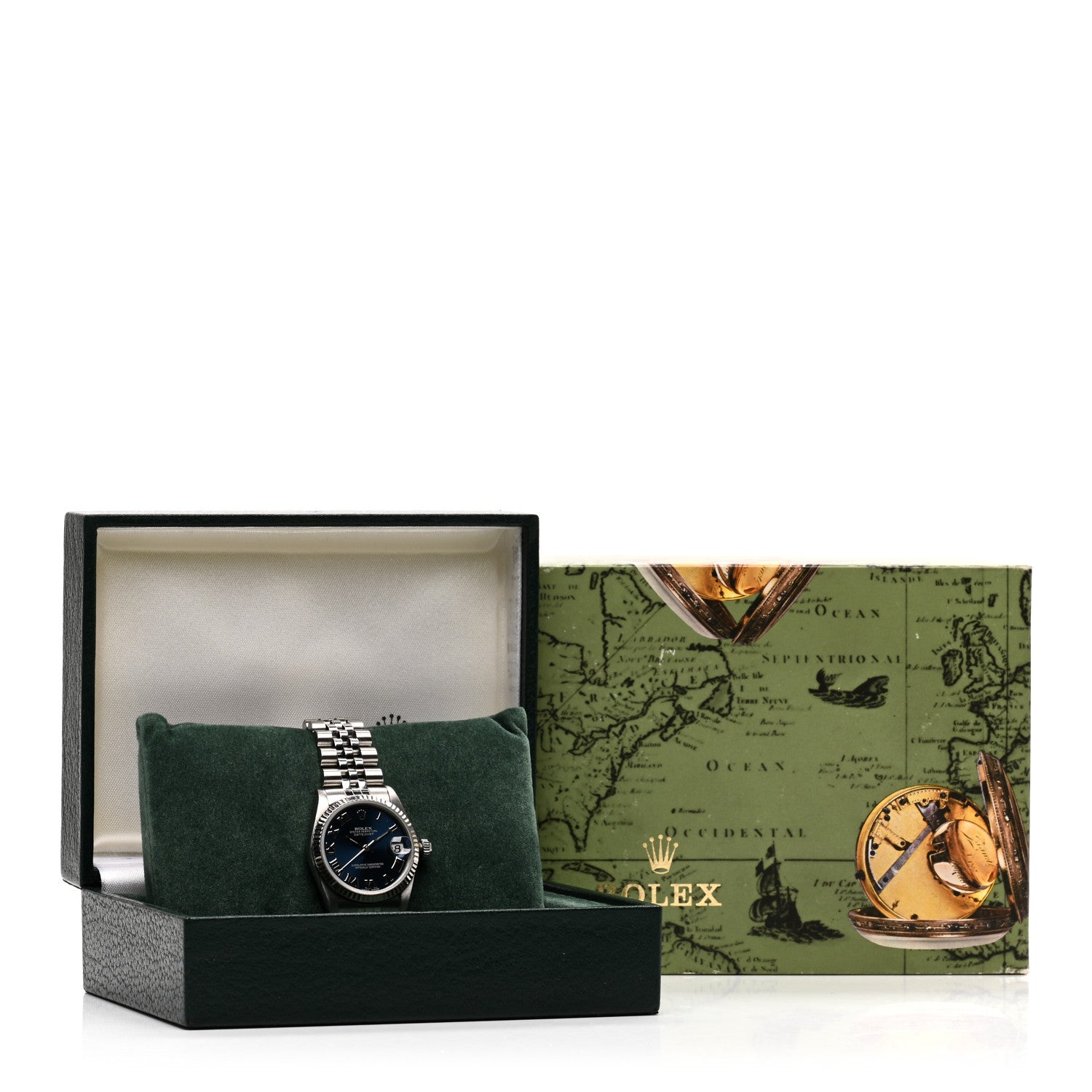 Rolex Stainless Steel 18K White Gold 31mm Oyster Perpetual Datejust Watch Blue Roman 68274 5 of 5