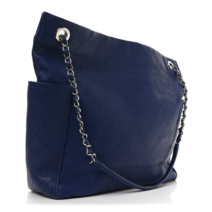 Chanel Grained Calfskin Stitched CC Pocket Tote Navy Blue 3 of 10