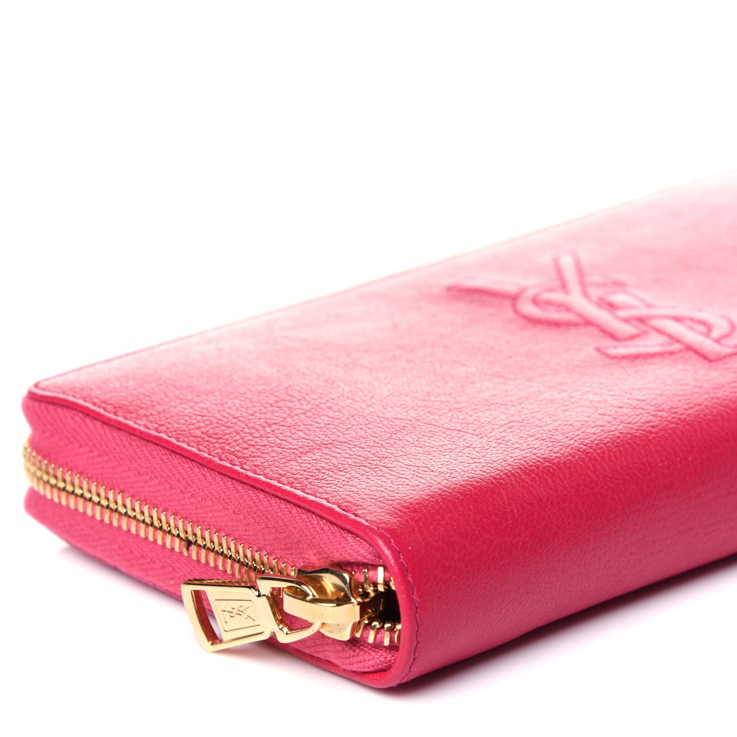Saint Laurent Chevre Belle De Jour Zip Around Wallet Fuchsia 7 of 9