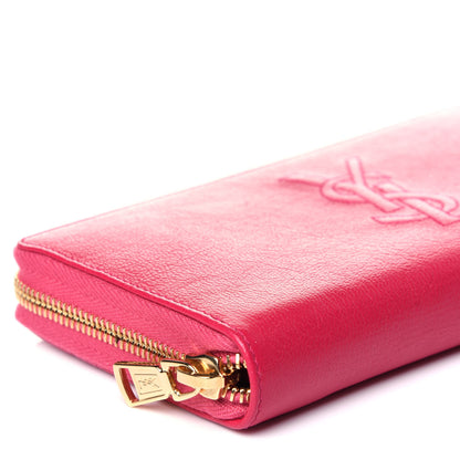 Saint Laurent Chevre Belle De Jour Zip Around Wallet Fuchsia 7 of 9