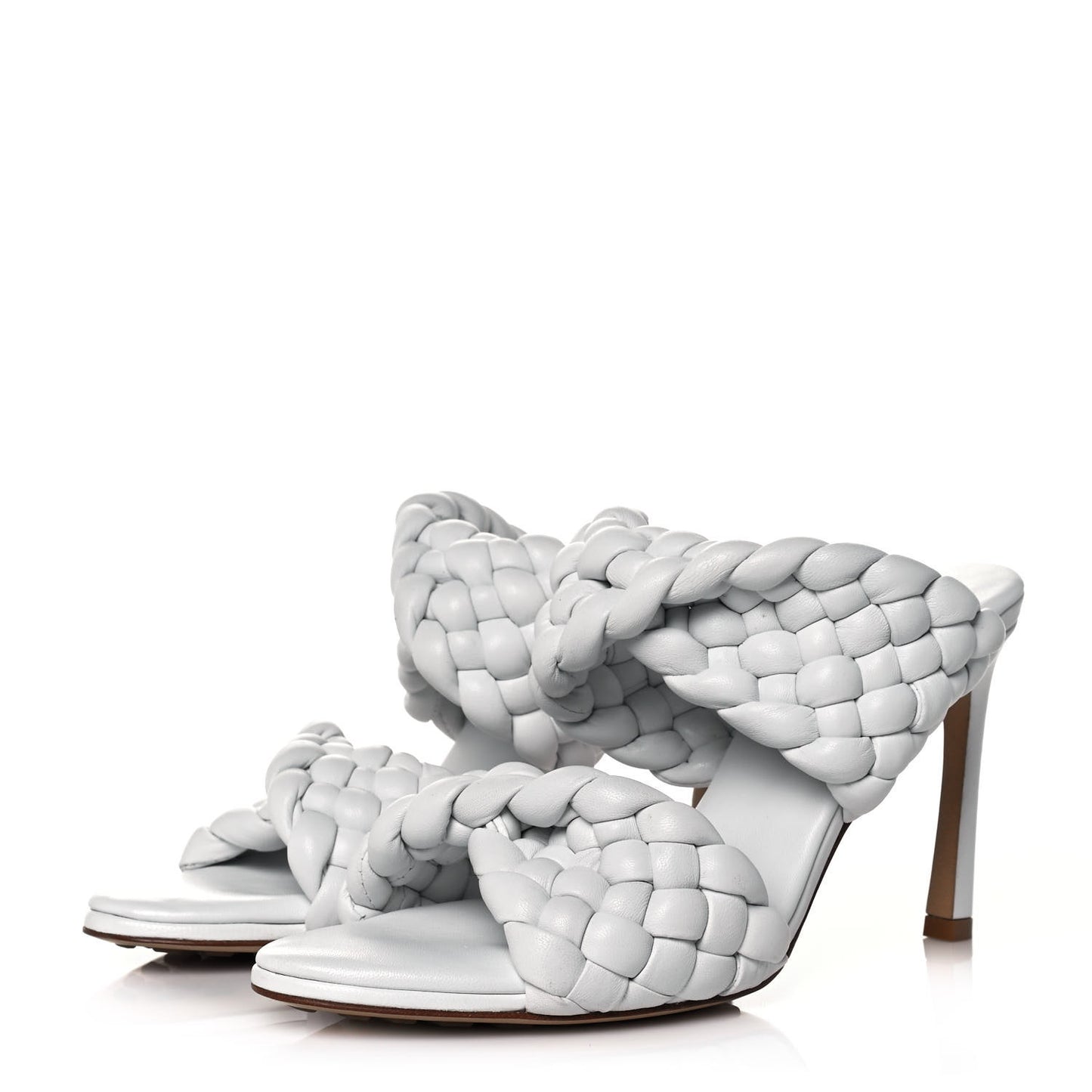 Nappa Twisted Padded Intrecciato Curve Slide Sandals 36 Optic White