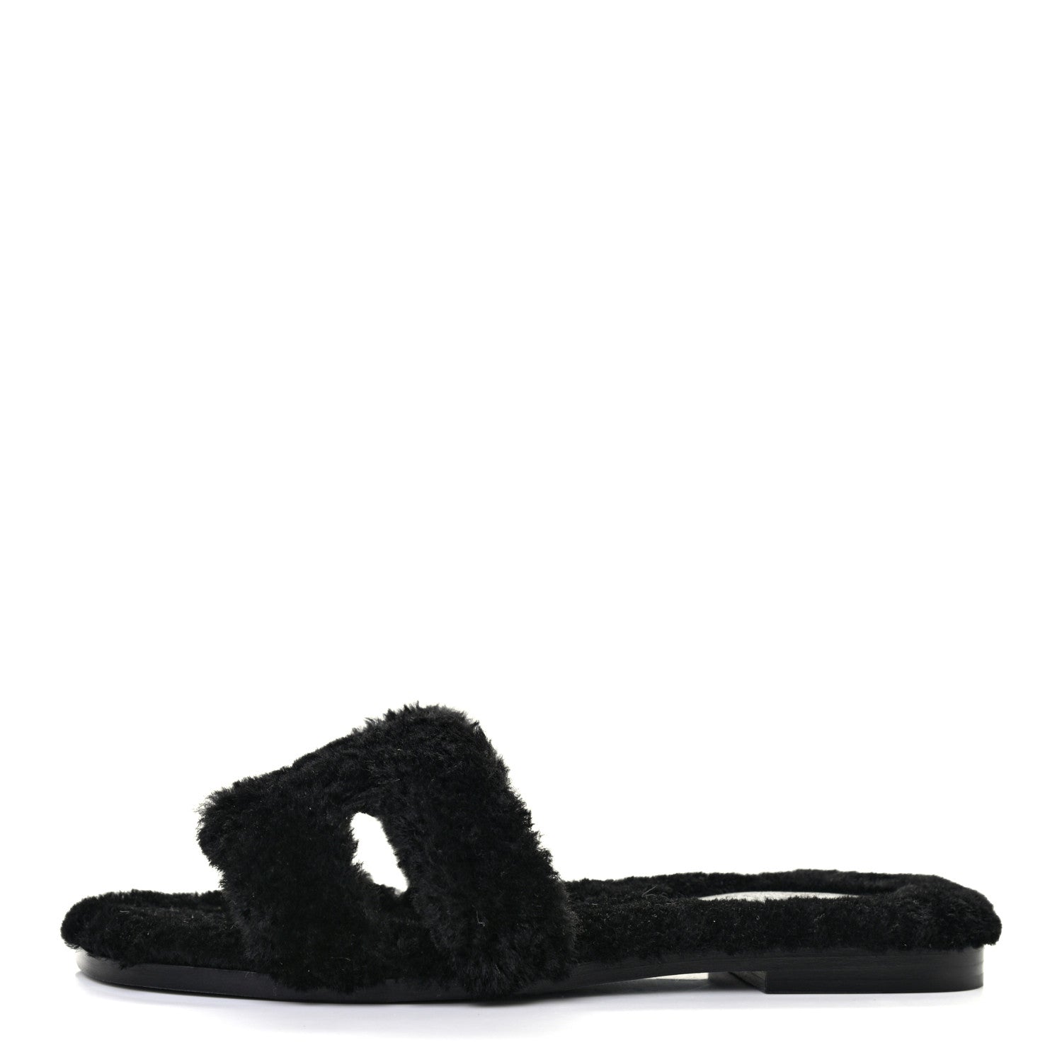 Hermes Woolskin Oran Sandals 36 Black 1 of 7