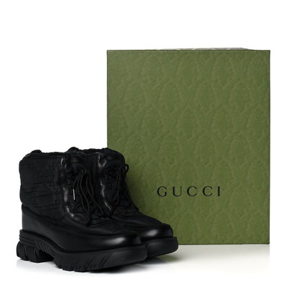Gucci Nylon Calfskin GG Matelasse Mens Lace Up Platform Ankle Boots 10.5 Black 9 of 9