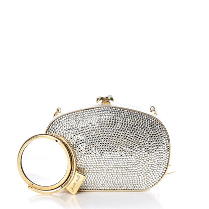 Judith Leiber Swarovski Crystal Minaudière Clutch Silver Gold 3 of 8