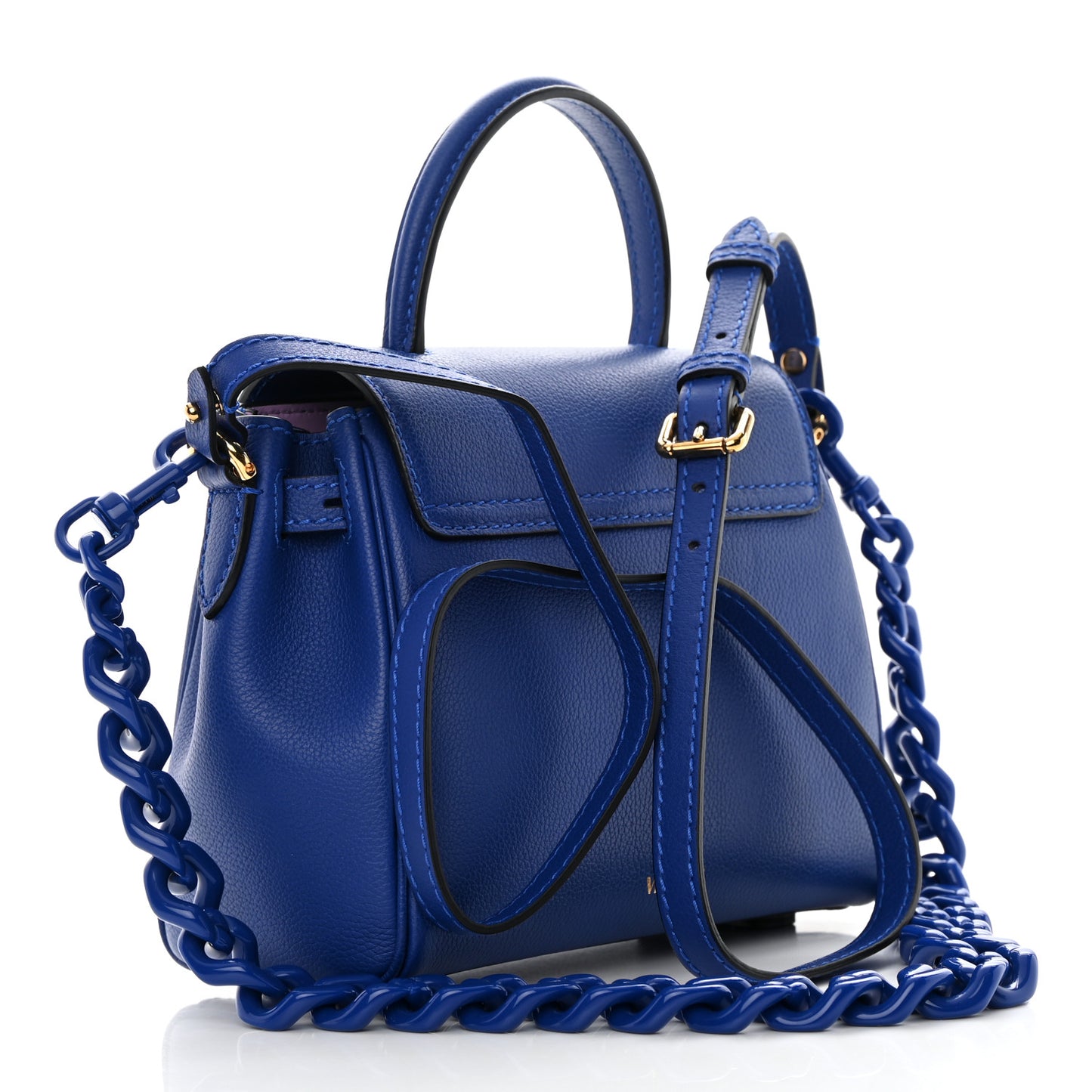 Grained Calfskin Small La Medusa Top Handle Bag Lapis