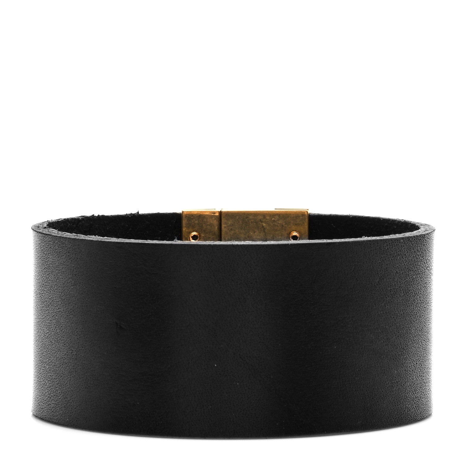 Saint Laurent Calfskin ID Cuff Bracelet M Black 3 of 5