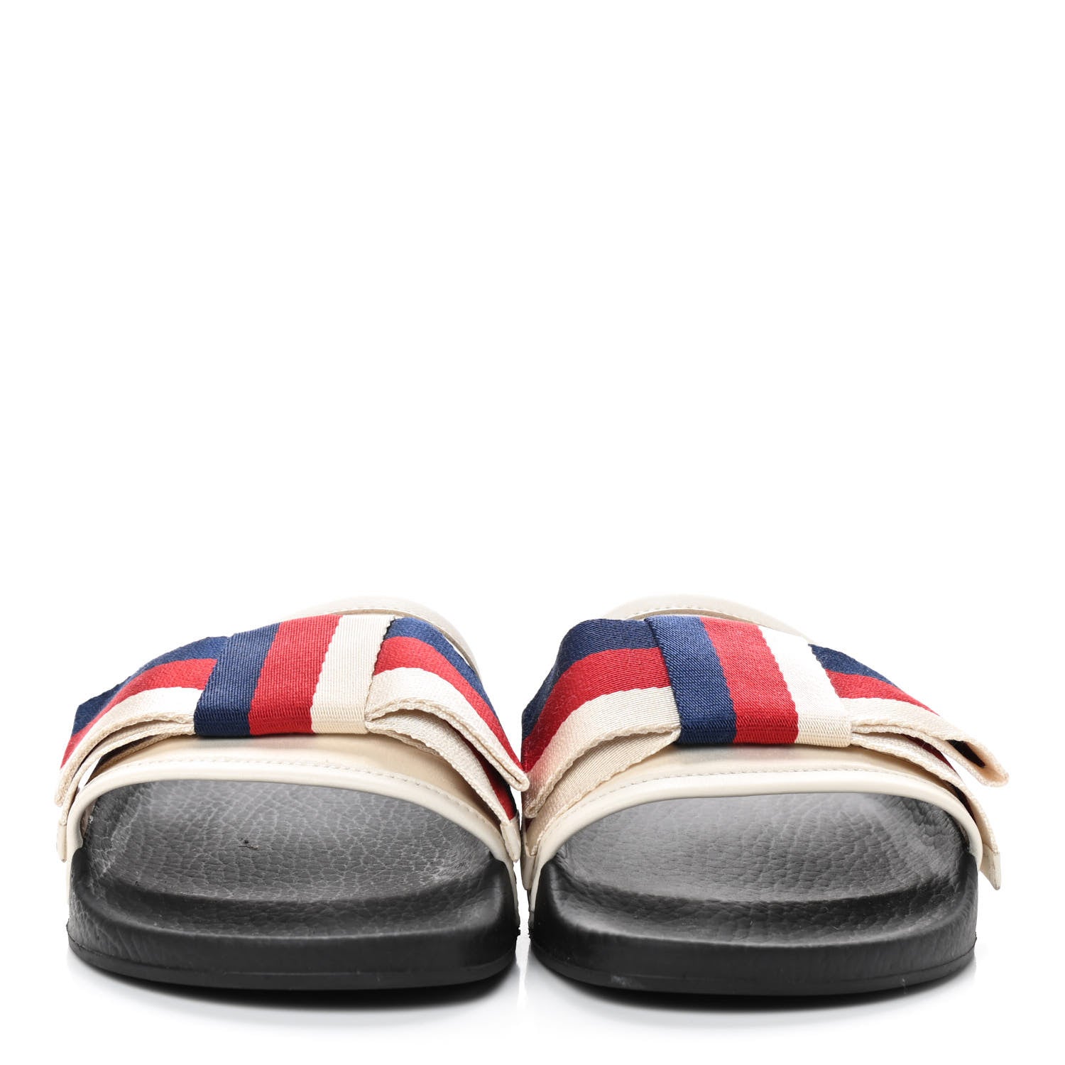 Gucci Satin Web Sylvie Bow Slide Sandals 38 White 4 of 11