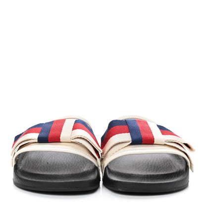 Gucci Satin Web Sylvie Bow Slide Sandals 38 White 4 of 11