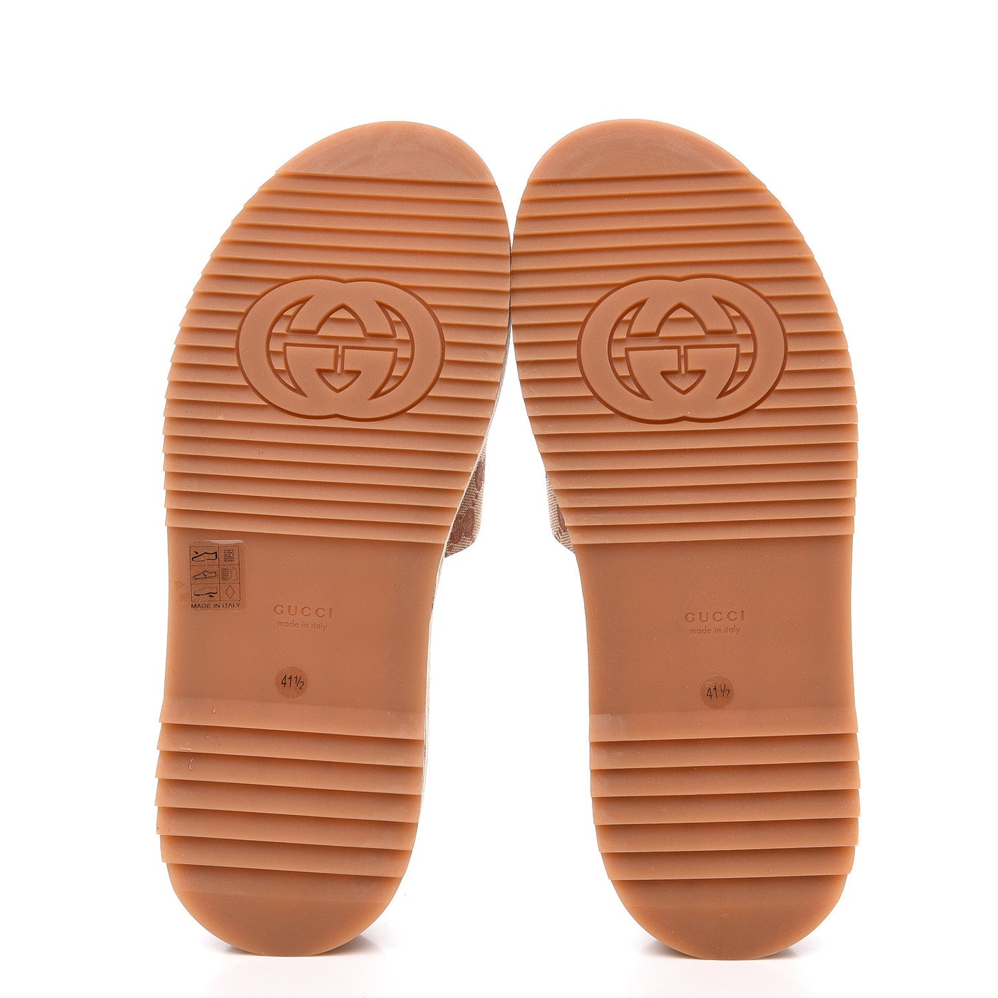 Canvas GG Monogram Angelina Platform Slide Sandals 41.5 Beige Ruggine