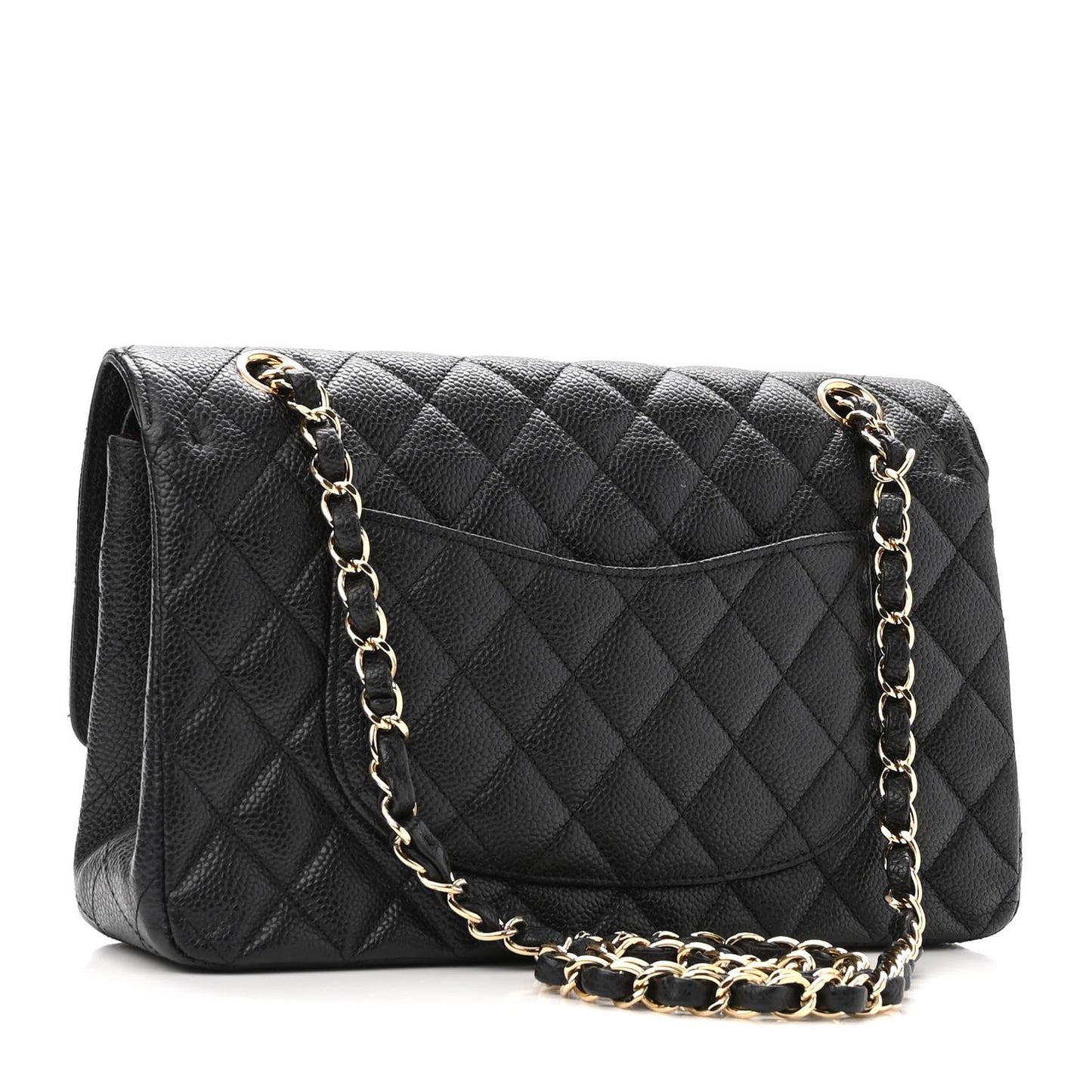 Caviar Quilted Medium Double Flap Black