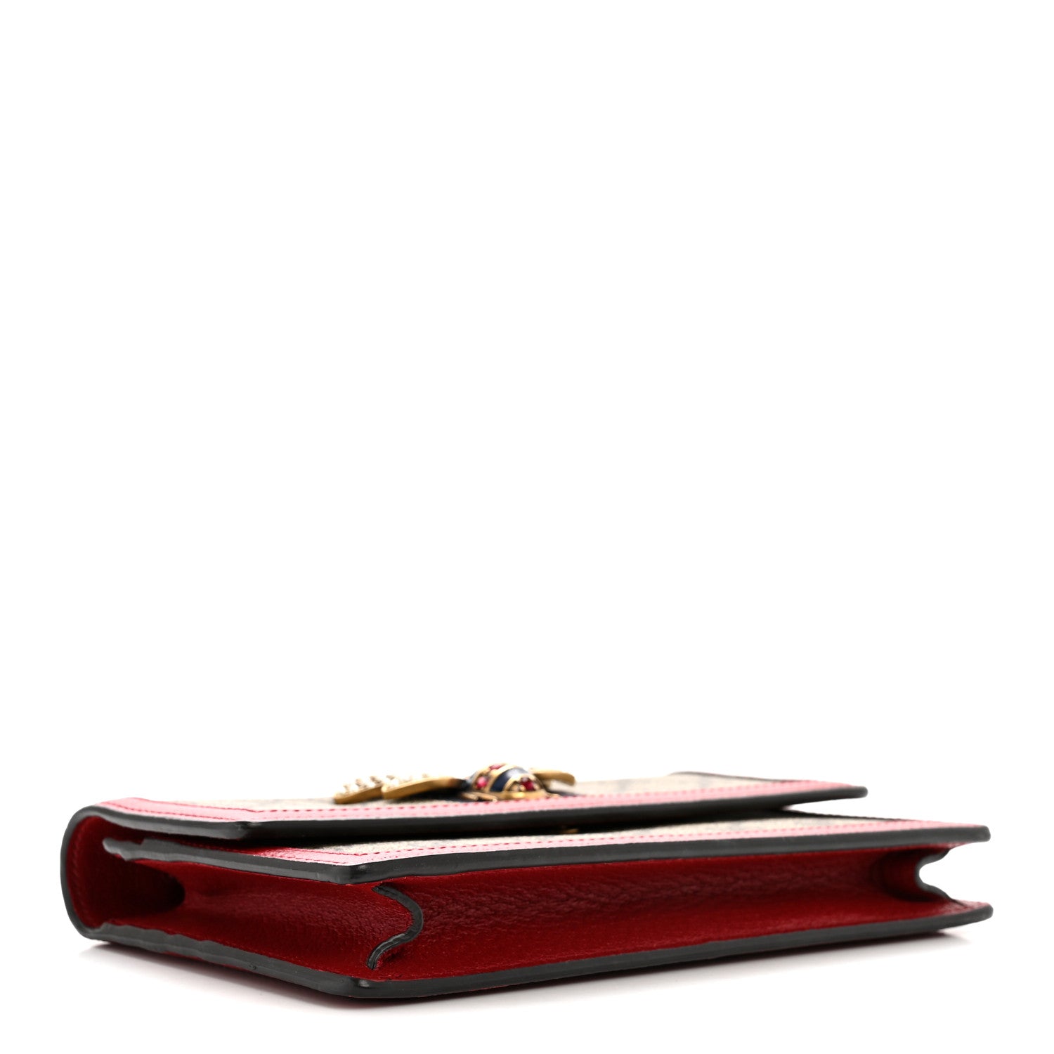 Gucci GG Supreme Monogram Web Queen Margaret Chain Wallet Red 4 of 11