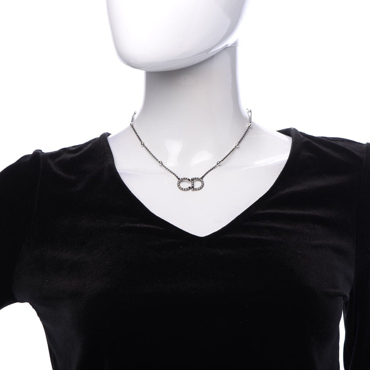 Metal Logo CD Necklace Ruthenium