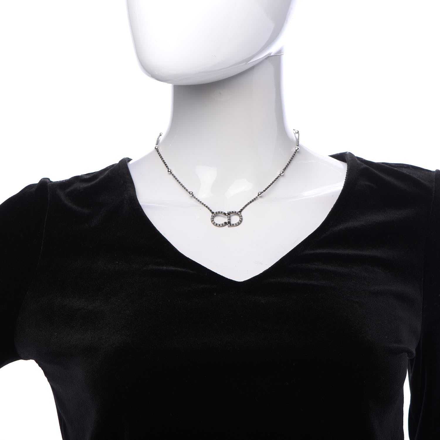 Christian Dior Metal Logo CD Necklace Ruthenium 2 of 6