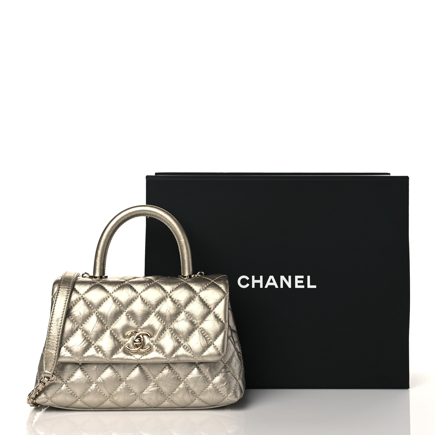 Chanel Metallic Aged Calfskin Quilted Mini Coco Handle Flap Gold 11 of 11