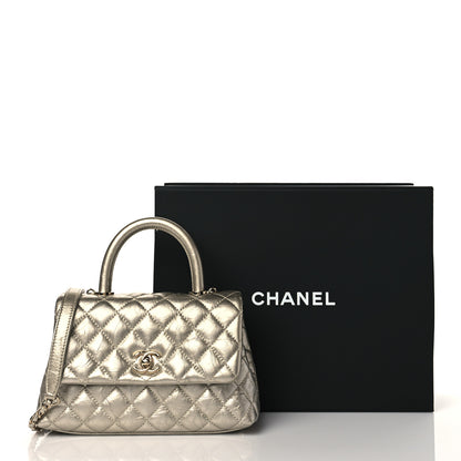 Chanel Metallic Aged Calfskin Quilted Mini Coco Handle Flap Gold 11 of 11