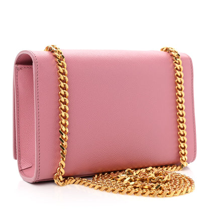 Saint Laurent Grain De Poudre Small Classic Monogram Kate Satchel Dark Rose 3 of 9