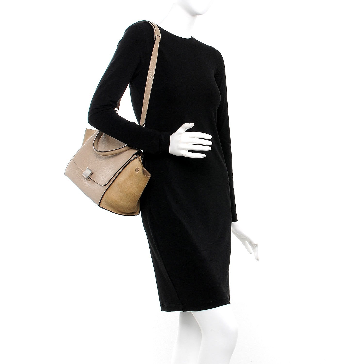 Celine Drummed Calfskin Suede Small Trapeze Dune 2 of 6