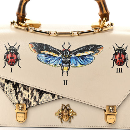 Gucci Calfskin Snakeskin Studded Small Ottilia Top Handle Bag White 9 of 14