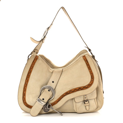 Christian Dior Calfskin Medium Gaucho Double Saddle Bag Ivory 1 of 13