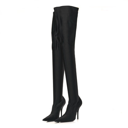 Balenciaga Spandex Pointed Toe Knife Thigh High Boots 38 Black 3 of 7