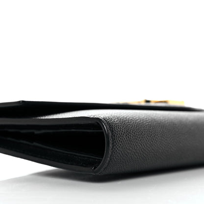 Saint Laurent Grain De Poudre Embossed Monogram Uptown Large Wallet Black 8 of 10