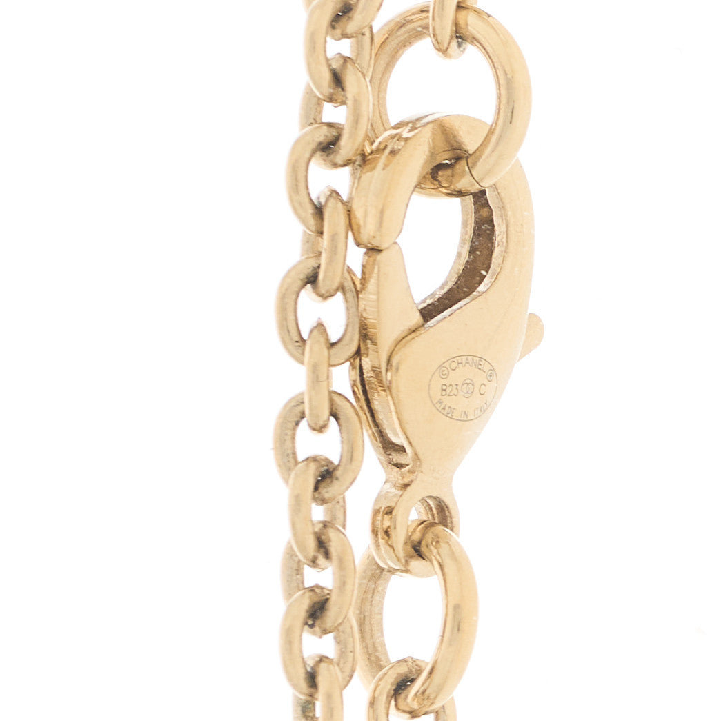 Chanel Crystal Gripoix Clover Heart CC Friendship Necklace Set Gold Multicolor 4 of 5