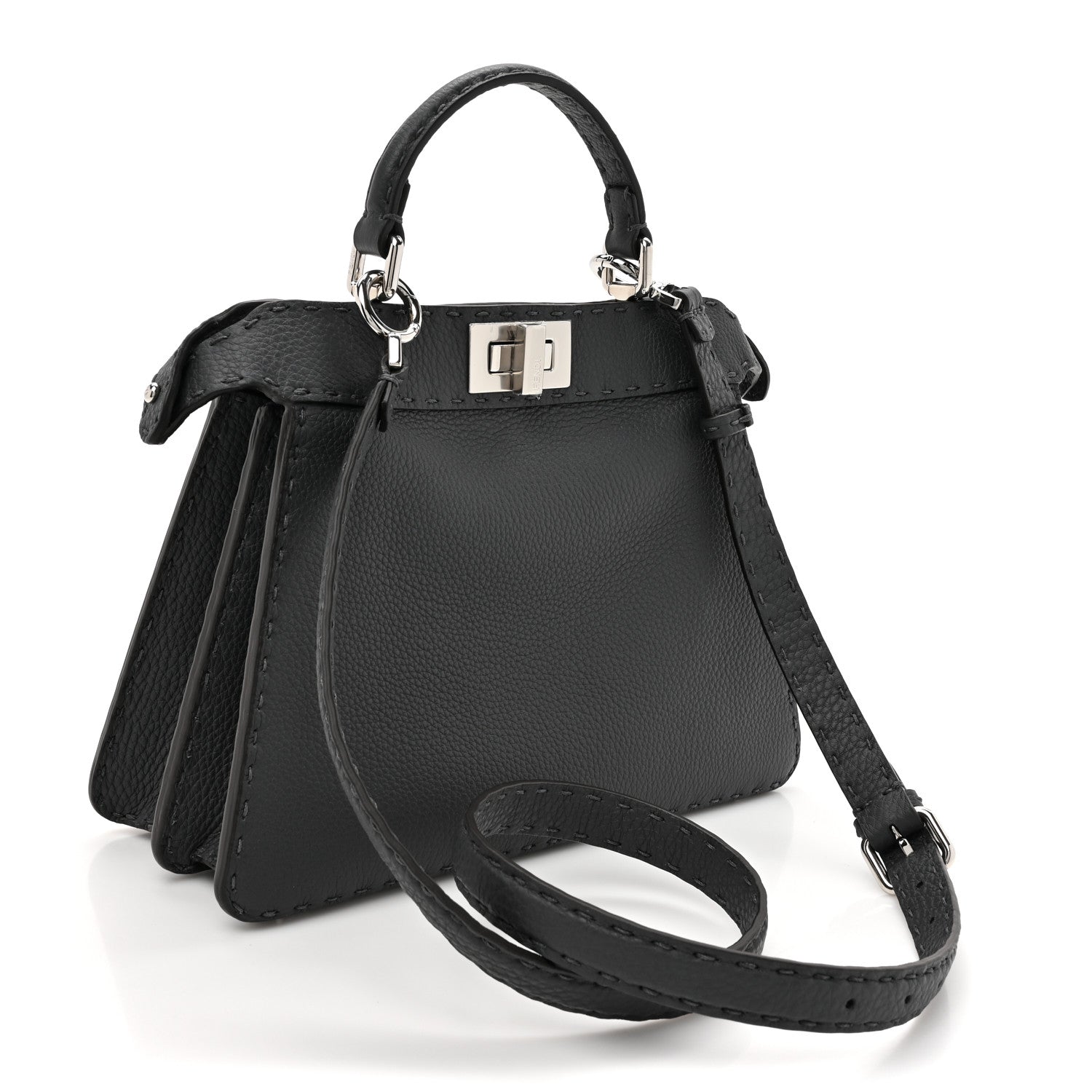 Fendi Cuoio Romano Selleria Chamois Small Peekaboo I SEE U Satchel Asfalto Camelia 3 of 12
