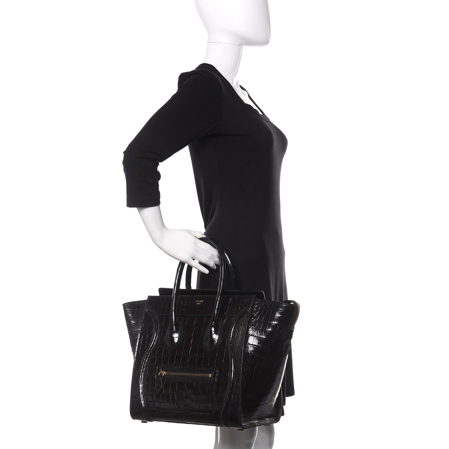 Celine Crocodile Mini Luggage Black 2 of 14