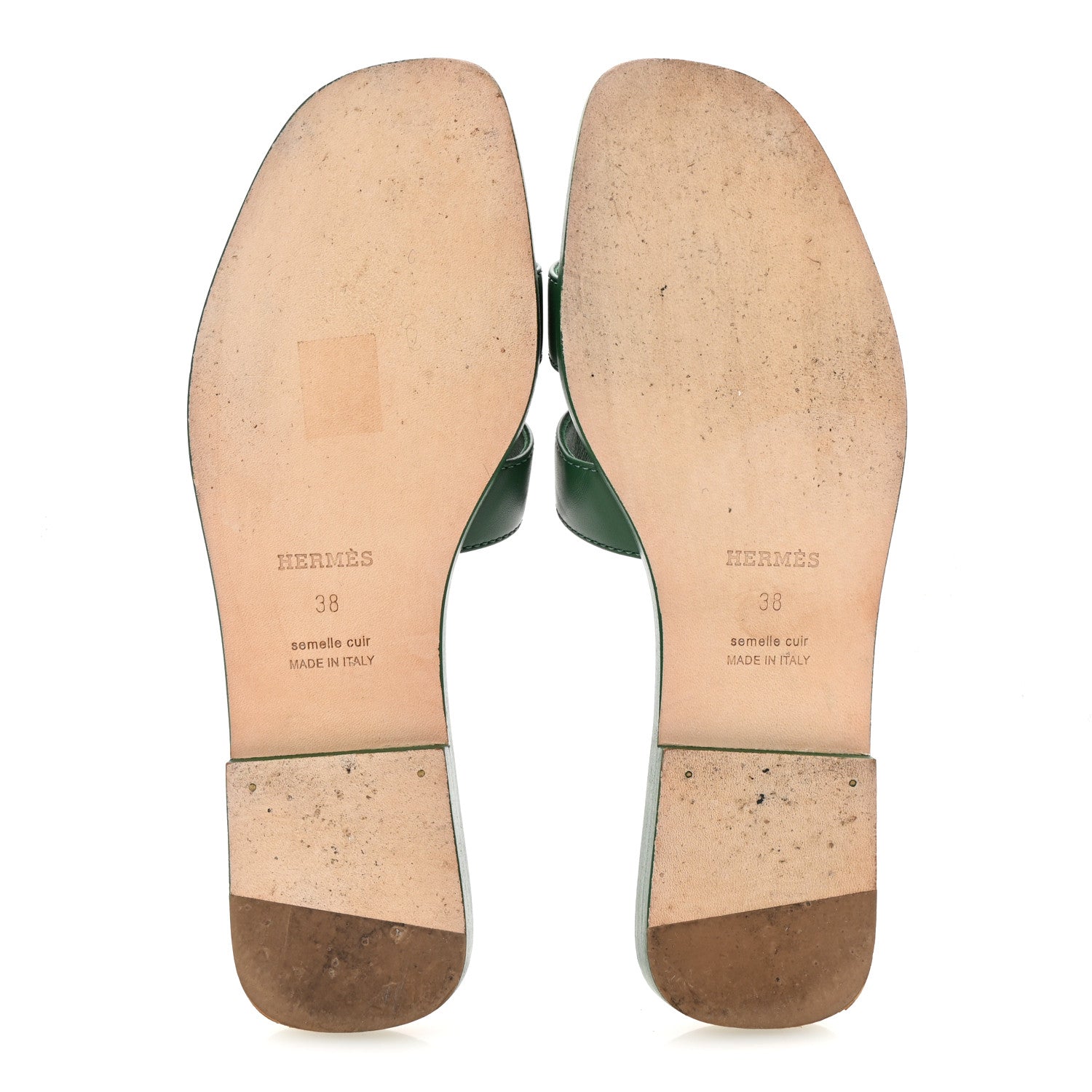 Hermes Calfskin Oran Sandals 38 Vert Electrique 6 of 10