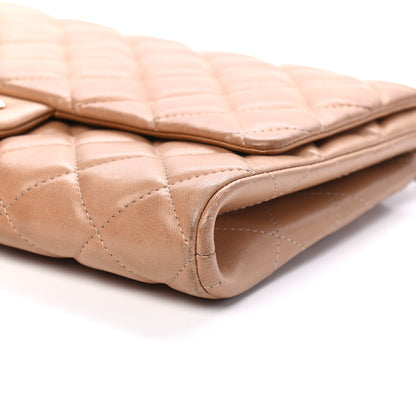 Chanel Lambskin Quilted Clutch With Chain Flap Beige 7 of 8