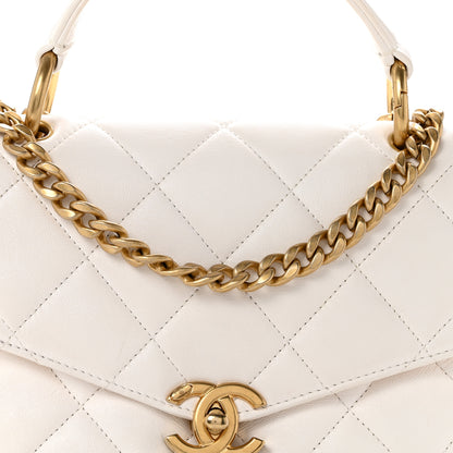 Chanel Calfskin Quilted Top Handle Flap White 8 of 14